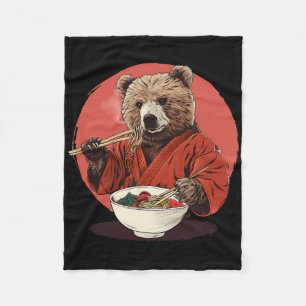 Bear Ramen Kimono Karate Japansk noodles Bear Ram Fleecefilt