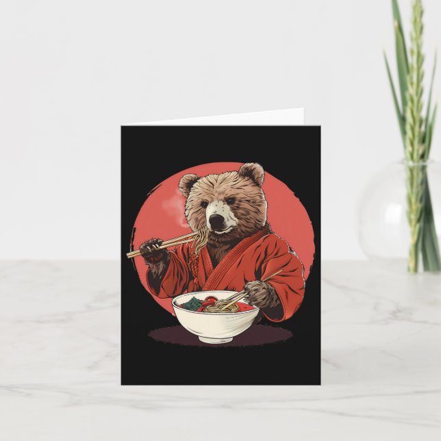 Bear Ramen Kimono Karate Japansk noodles Bear Ram Kort (Framsida)