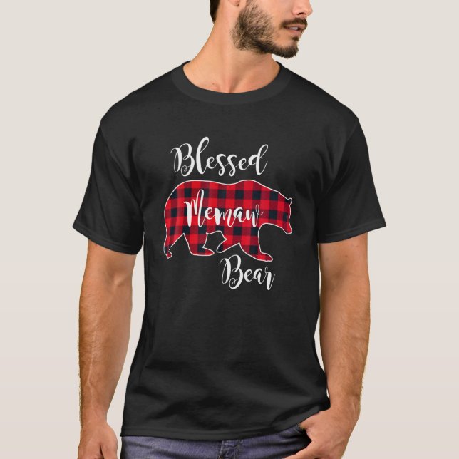Bear Red Buffalo Check Play Roligt Gra T Shirt (Framsida)