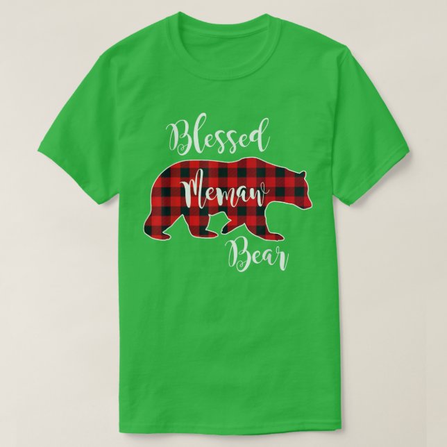 Bear Red Buffalo Check Play Roligt Gra T Shirt (Design framsida)