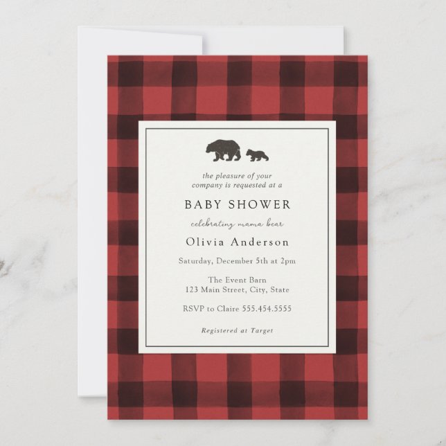 Bear Red Play Baby Shower-inbjudan Inbjudningar (Framsida)