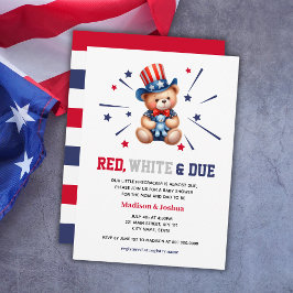 Bear Red White DoBoy Baby Shower 4:e juli Inbjudningar