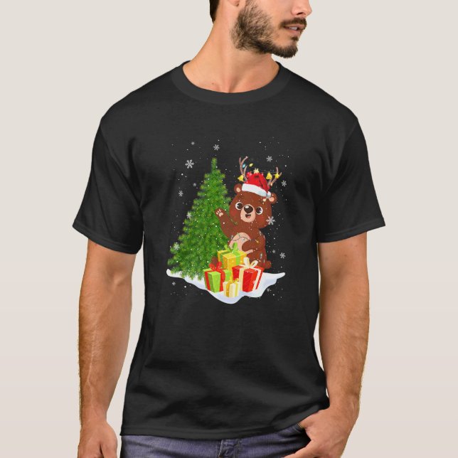 Bear Reindeer Santa Noel Costume Dancing på Snö M T Shirt (Framsida)