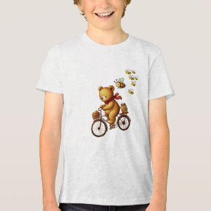 Bear Riding a Bicycle with honey and Bee T Shirt