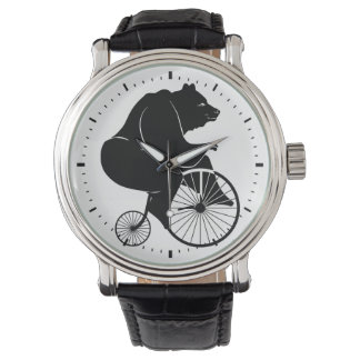 Bear Riding a Vintage Penny Farthing Bike Armbandsur