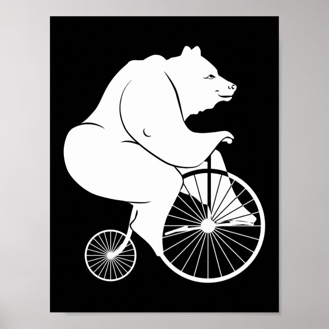 Bear Riding Penny Farthing Bike Poster (Framsidan)