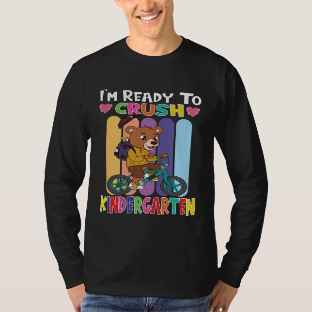 Bear Rinding A Bicycle I m Ready To Crush Kinderga T Shirt (Framsida)