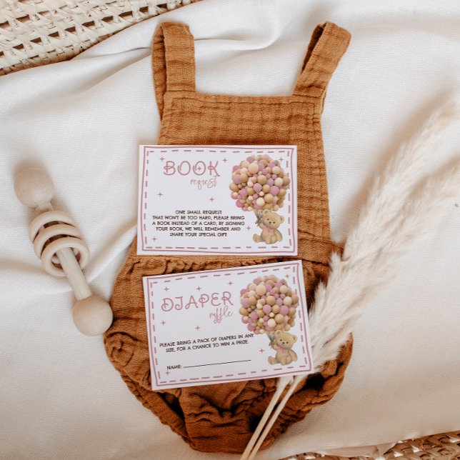 Bear Rosa Balloons Bokar för baby Tilläggskort (Skapare uppladdad)