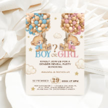 Bear Rosa Blue Balloons Barly Wait Gender Reveal