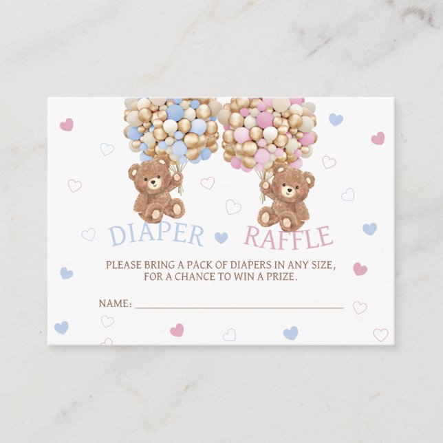 Bear Rosa Blue Diaper Raffle Tilläggskort (Framsida)