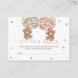 Bear Rosa Blue Diaper Raffle Tilläggskort