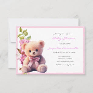 Bear Rosa Bow Baby Shower Det är en flicka