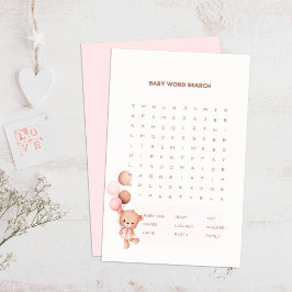 Bear & Rosa Bubblor Baby Shower Ord Search Game