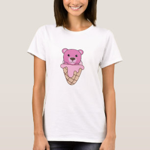 Bear Rosa Ice Cream Waffle Cute Animals För barn T Shirt