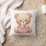 Bear Rosa Monogram Kudde<br><div class="desc">Skapa ett sött dekorativ kudde med det monogram du vill ha. Framsidan har en söt nalle med rosa båge och hjärta. Lägg monogrammet på framsidan. Baksidan är solid rosa. Använda mallen som ska anpassas. En del av samlingen Nalle Rosa Design.</div>