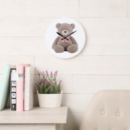 Bear rosa Tecknad Stor Klocka