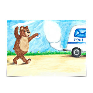 Bear Runto Mail Lastbil Belated Birthday Card Kort