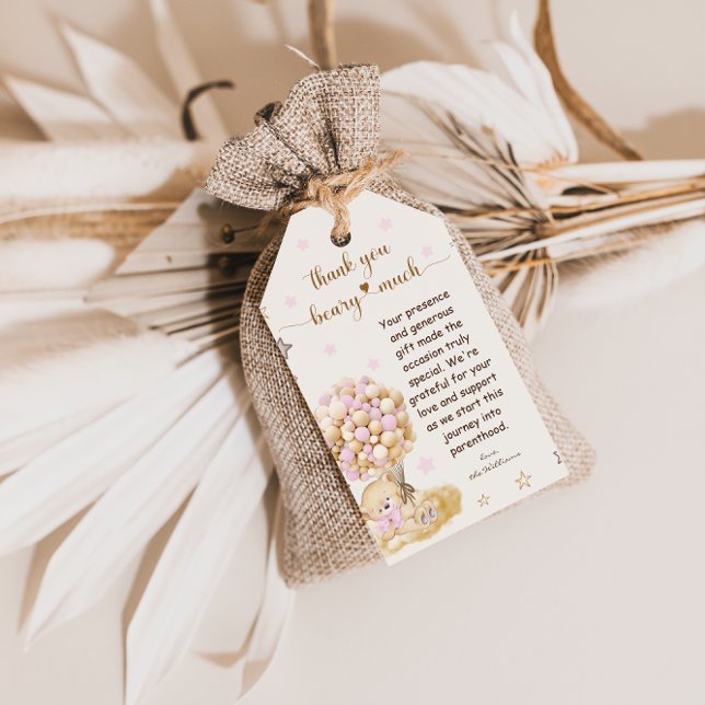Bear Rustic Rosa Tack beary Mycket Presentetikett (Skapare uppladdad)