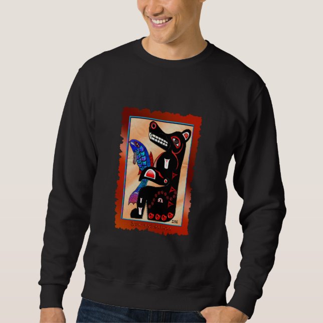 BEAR & SALMON Haida-stil Sweatshirt (Framsida)