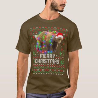 Bear Santa Hat Animal Julgran Ljus Holida T Shirt