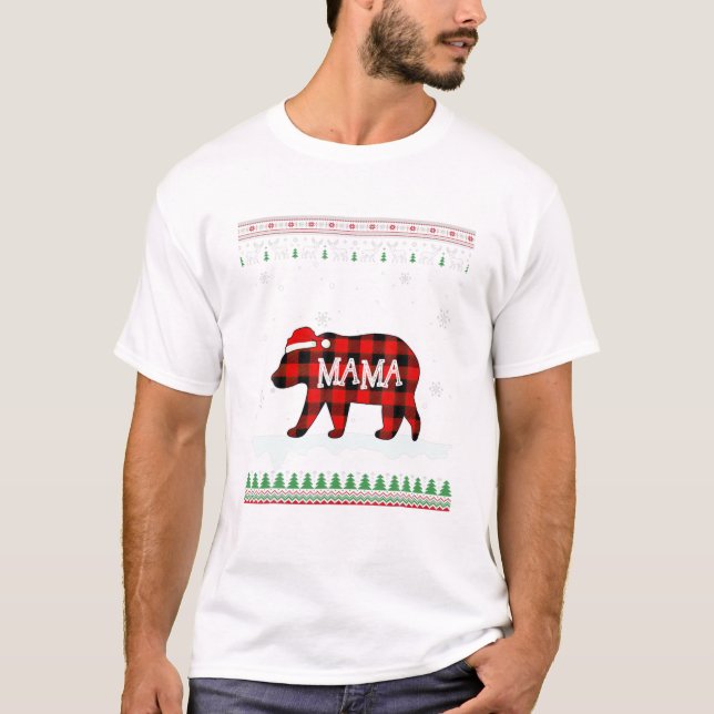 Bear Santa Red Plade Family T Shirt (Framsida)