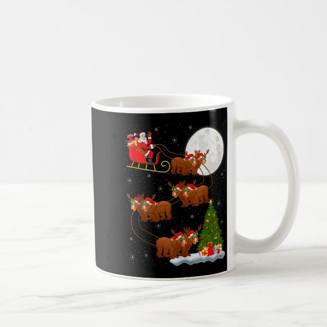 Bear Santa Sleigh Flying Funny Magical Christmas T Kaffemugg (Höger)
