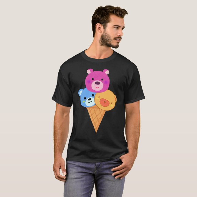 Bear Scoop Ice Cream Cone T Shirt (Hel framsida)