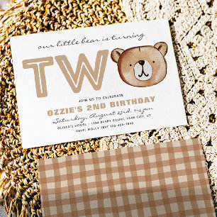 Bear Second Birthday-inbjudan Inbjudningar