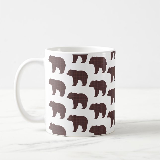 Bear Shape Plaid Brown Cabin Core Kaffemugg (Vänster)