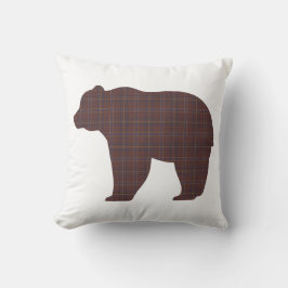 Bear Shape Plaid Brown Cabin Core Kudde