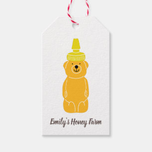 Bear Shaped honey Flaska Anpassningsbar Tie on Presentetikett