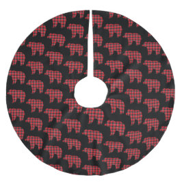 Bear Shaped Plaid Red Black Buffalo Julgransmatta Borstad Polyester