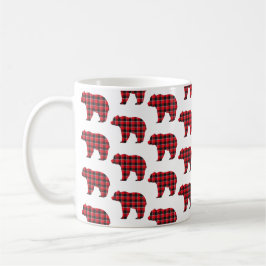 Bear Shaped Plaid Red Black Buffalo Kaffemugg