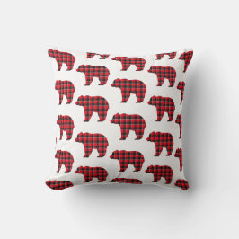 Bear Shaped Plaid Red Black Buffalo Kudde
