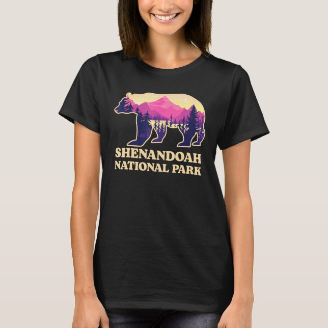 Bear Shenandoah National Park Virginia Hiking Souv T Shirt (Framsida)