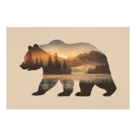 Bear Silhouette Design with Sunset View Fototryck