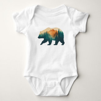 Bear Silhouette Forest & Mountain Double Exposure T Shirt
