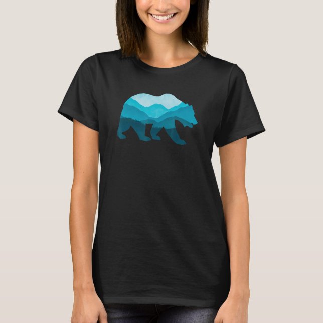 Bear Silhouette Outdoor Landscape Wildlife Forest  T Shirt (Framsida)