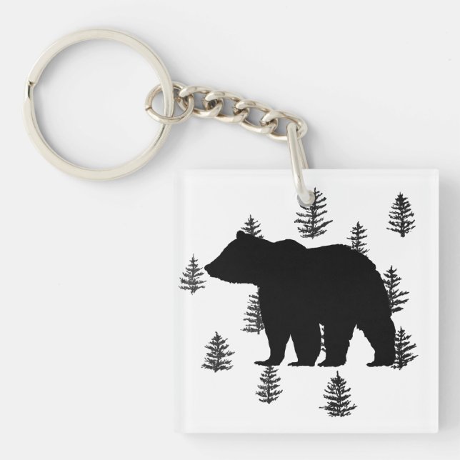 Bear Silhouette Träd Wilderness Mountain (Framsidan)