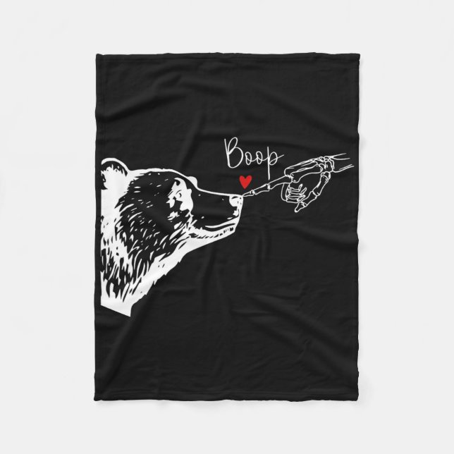 Bear Skeleton Boop Bear Funny Halloween Girl Manar Fleecefilt (Framsidan)