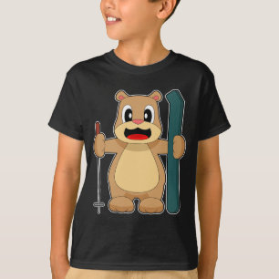 Bear Ski Skier Ski-stolpar T Shirt