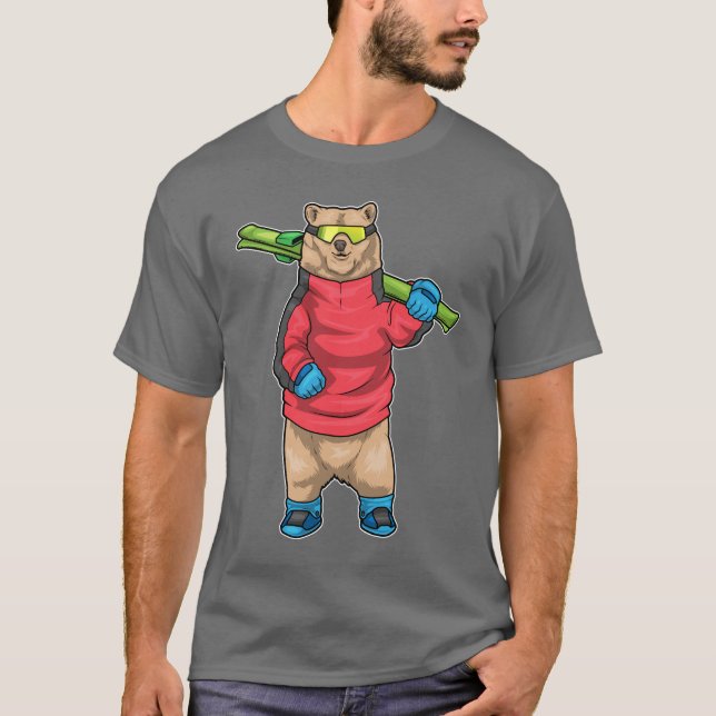 Bear Skier Ski goggles Ski T Shirt (Framsida)