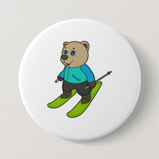 Bear Skier Ski Knapp (Framsida)