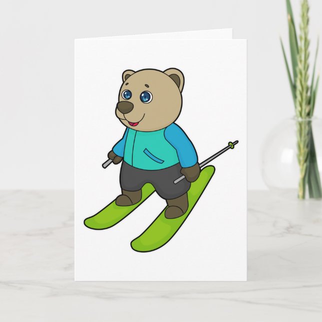 Bear Skier Ski Kort (Framsida)
