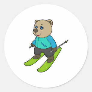 Bear Skier Ski Runt Klistermärke