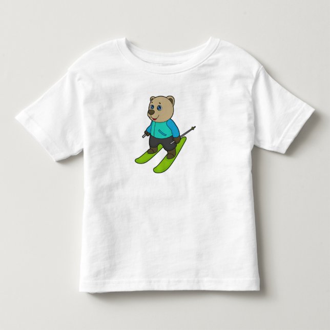 Bear Skier Ski T Shirt (Framsida)