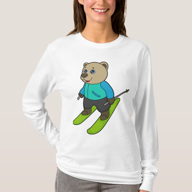 Bear Skier Ski T Shirt (Framsida)