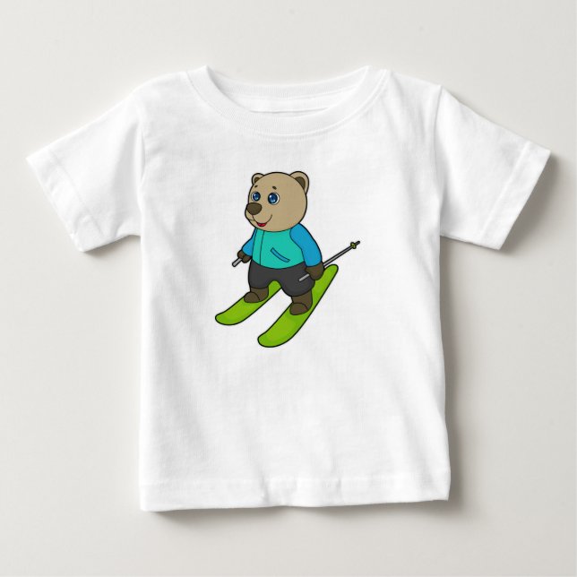Bear Skier Ski T Shirt (Framsida)