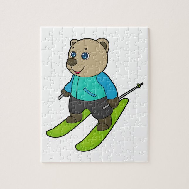 Bear Skier Skid Pussel (Vertikal)