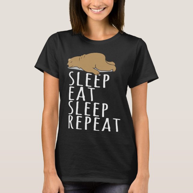 Bear Sleep Eat Repeat Slogan Nightdress T Shirt (Framsida)